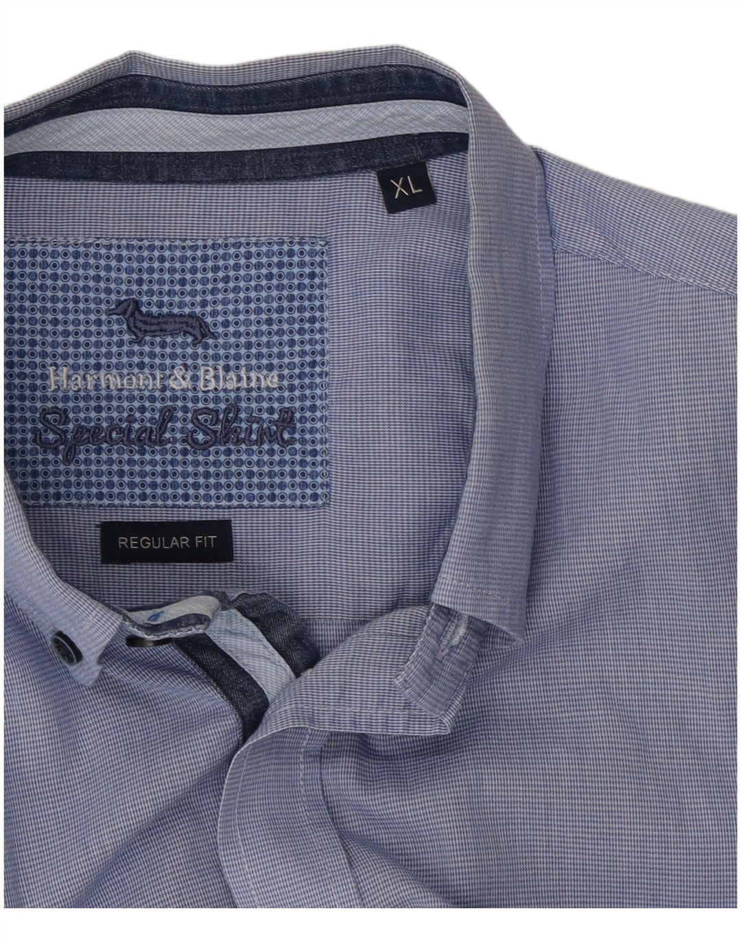 Harmont & Blaine Mens Regular Fit Shirt XL Blue Houndstooth