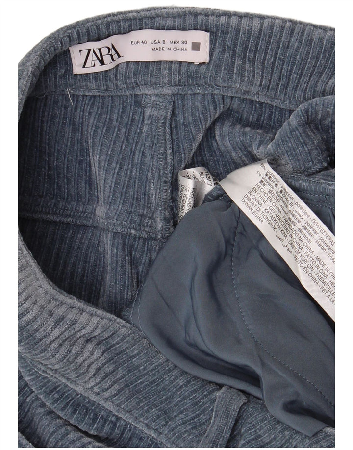 Zara Womens Straight Corduroy Trousers EU 40 Medium W30 L30 Blue Polyester