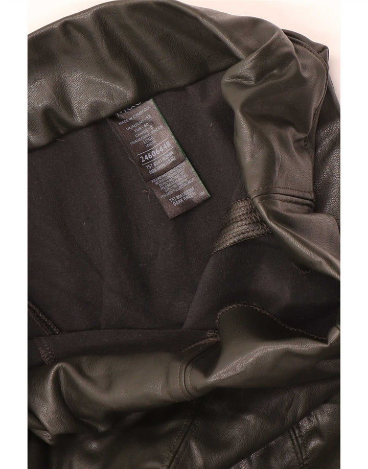 Marks & Spencer Womens Faux Leather Leggings UK 12 Medium Green