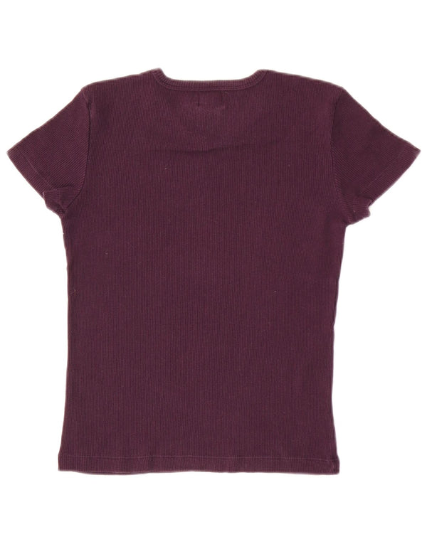 Calvin Klein Jeans Womens Crop T-Shirt Top UK 10 Small Maroon Cotton