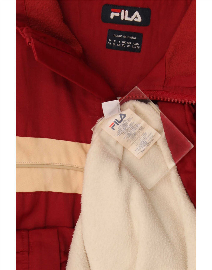 Fila Mens Windbreaker Jacket UK 42 XL Burgundy Colourblock Polyamide
