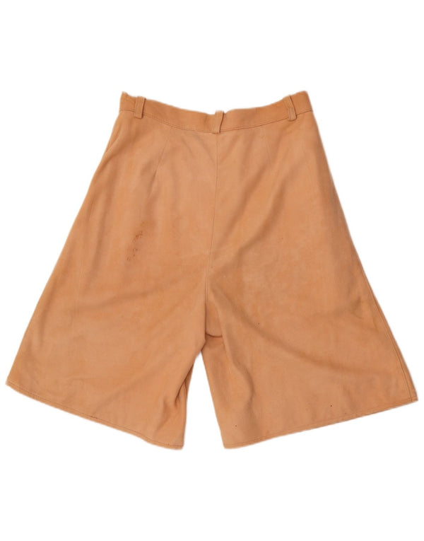Vintage Womens High Waist Suede Bermuda Shorts W28 Medium Brown