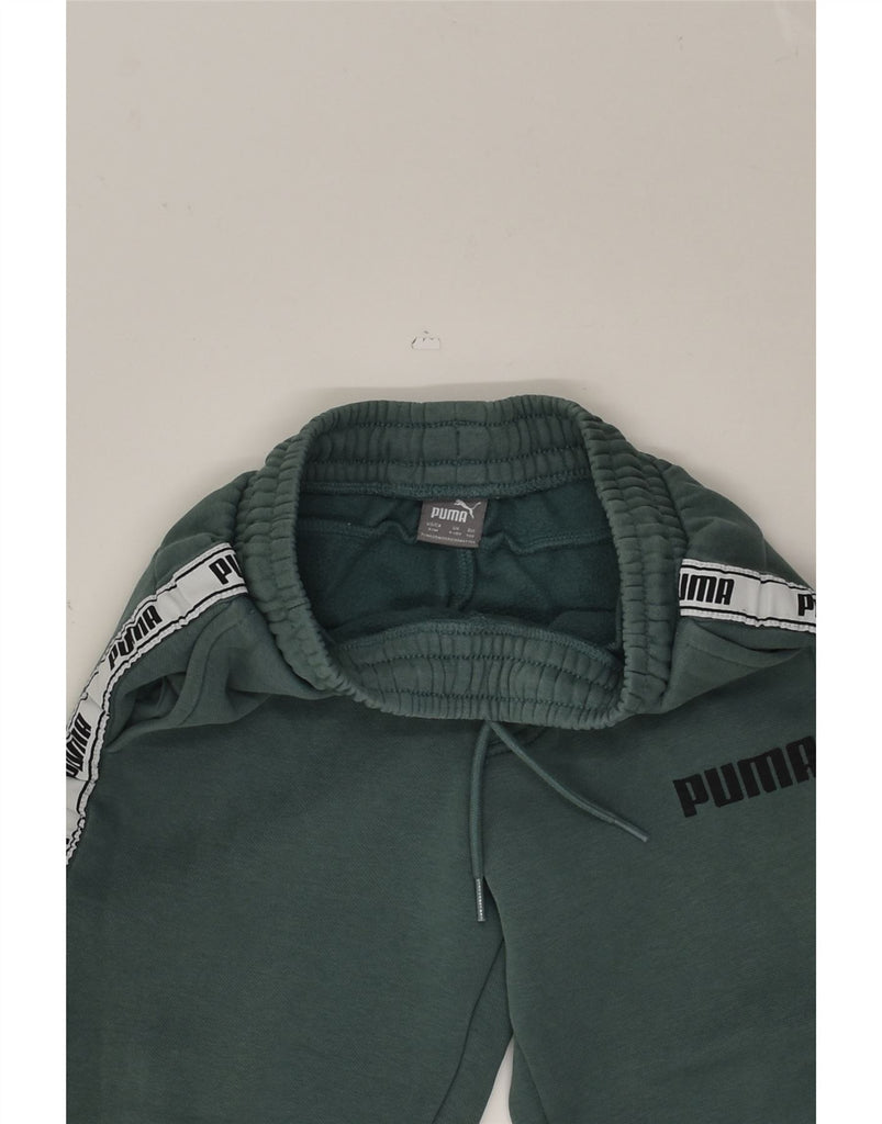 PUMA Boys Graphic Tracksuit Trousers Joggers 9-10 Years Green Cotton | Vintage Puma | Thrift | Second-Hand Puma | Used Clothing | Messina Hembry 