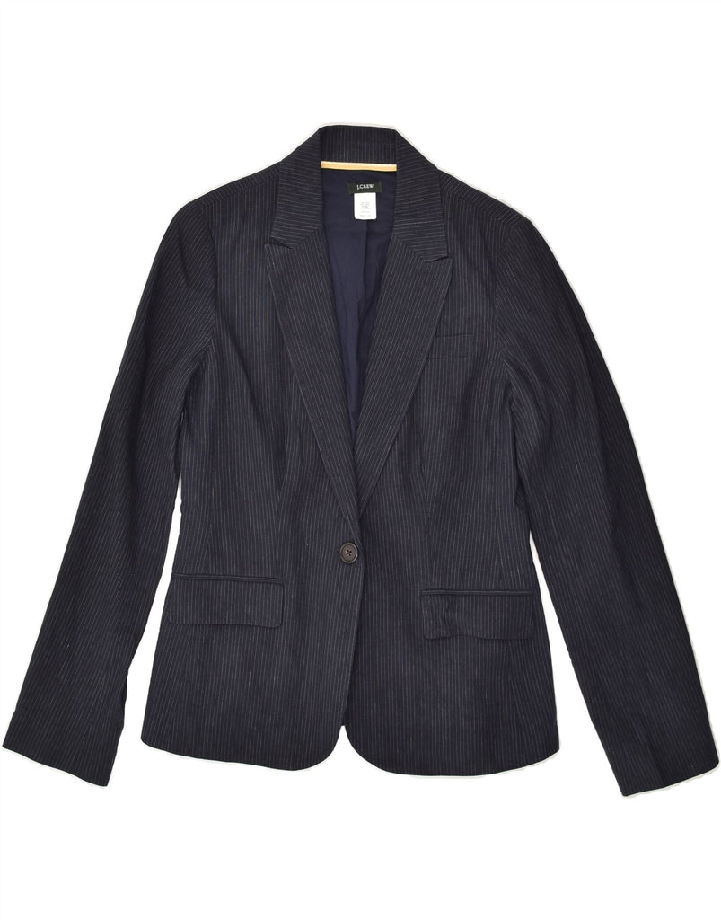 J. CREW Womens 1 Button Blazer Jacket US 6 Medium Navy Blue Pinstripe | Vintage J. Crew | Thrift | Second-Hand J. Crew | Used Clothing | Messina Hembry 