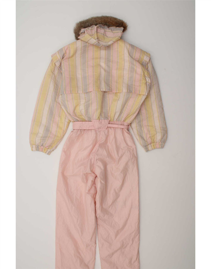 Colmar Womens Hooded Ski Jumpsuit IT 42 Small  Pink Striped Polyamide