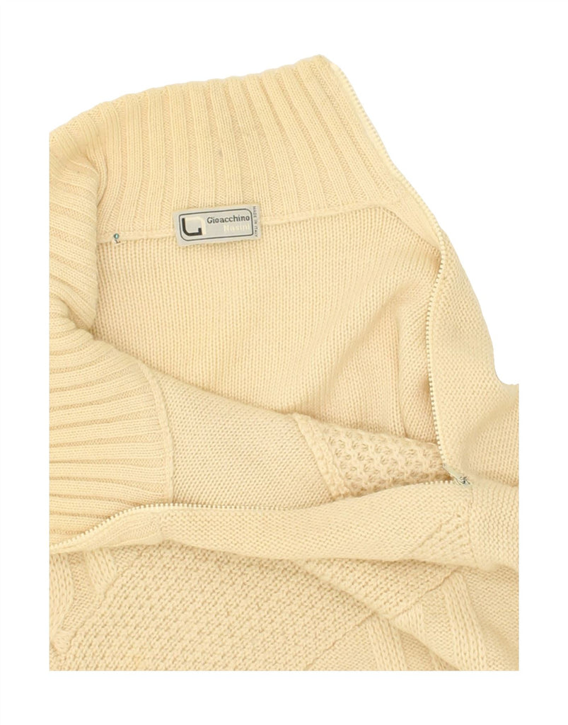 VINTAGE Mens Zip Neck Jumper Sweater Large Beige | Vintage Vintage | Thrift | Second-Hand Vintage | Used Clothing | Messina Hembry 