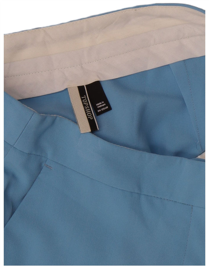 Topshop Womens Bootcut Cropped Trousers UK 8 Small W26 L24 Blue Polyester