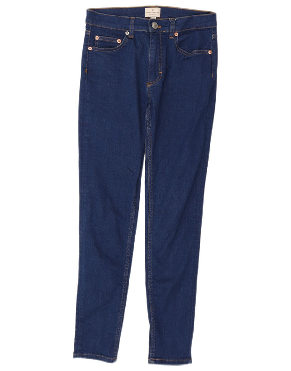 French Connection Womens Skinny Jeans UK 8 Small W26 L27 Navy Blue Cotton