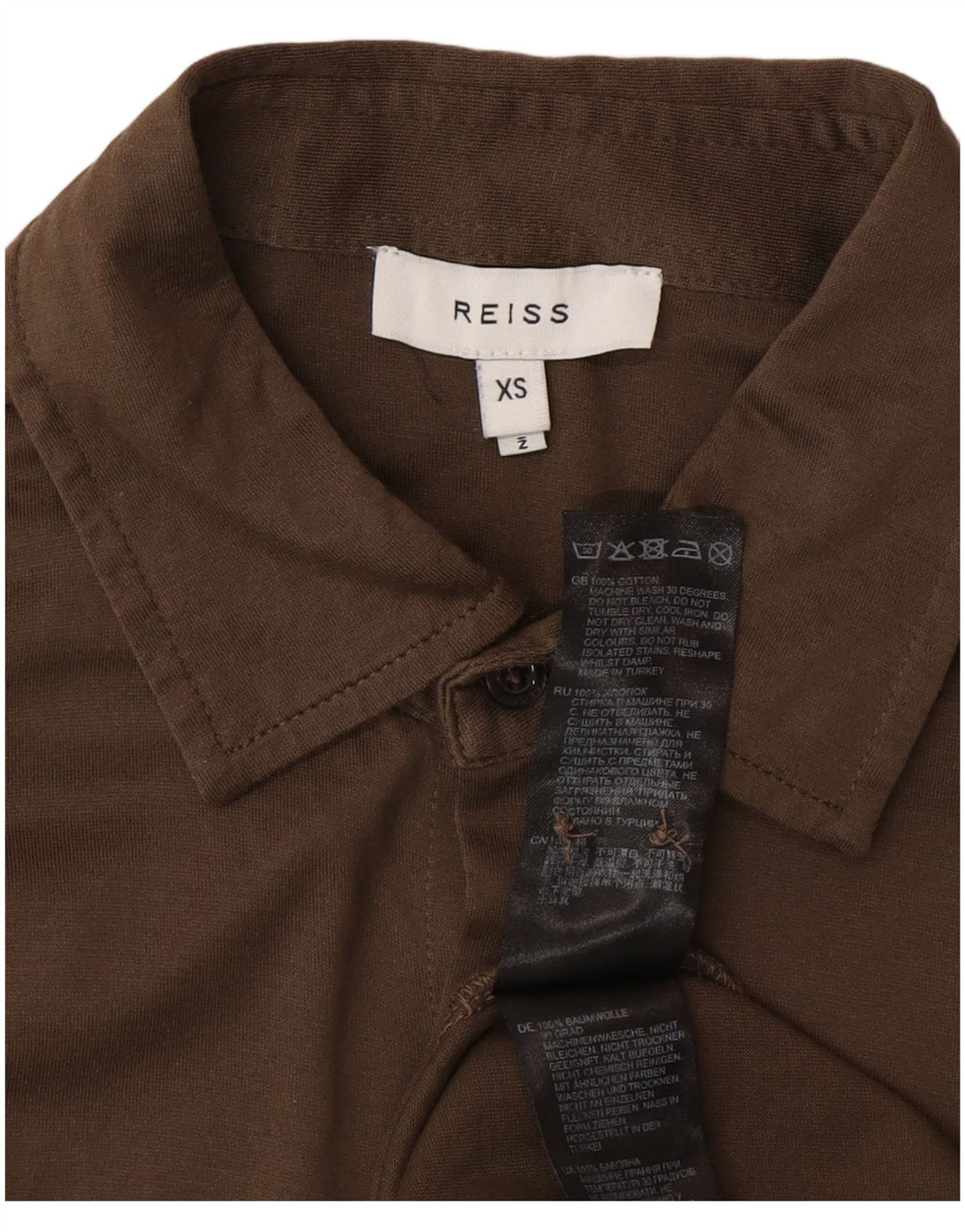 Reiss Mens Shirt XS Brown Cotton