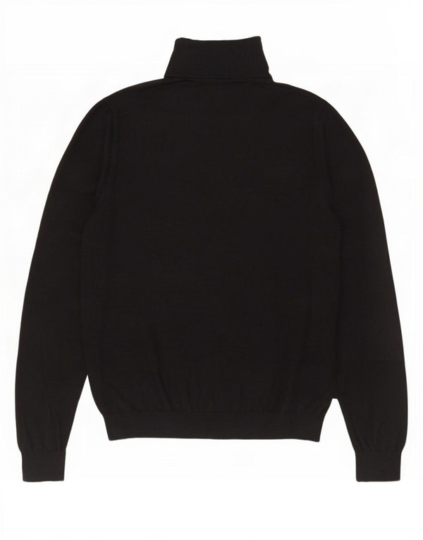 Massimo Dutti Womens Roll Neck Jumper Sweater UK 16 Large Black Cotton