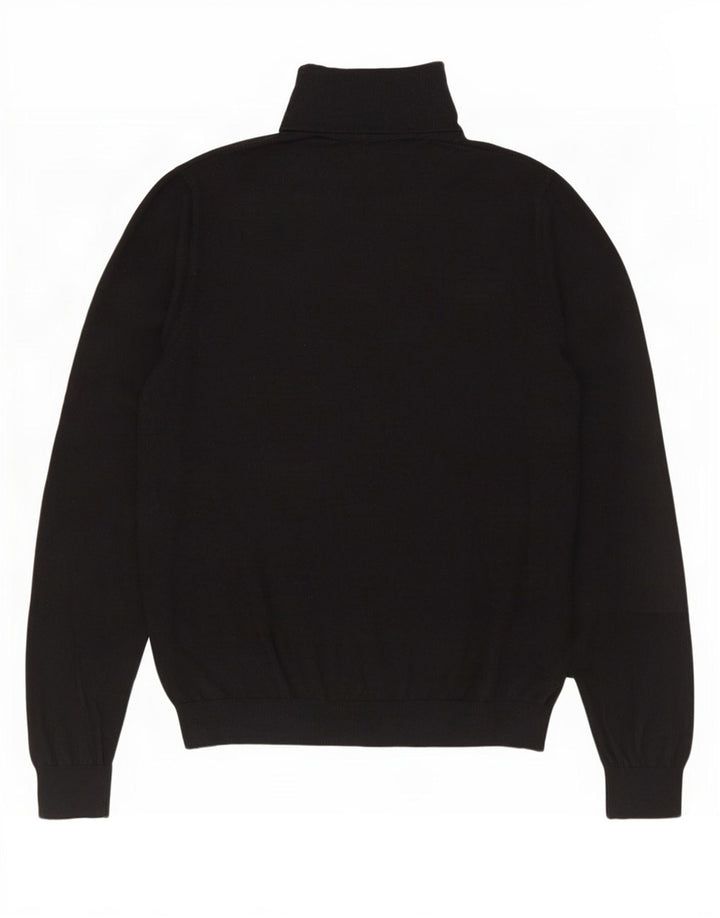 Massimo Dutti Womens Roll Neck Jumper Sweater UK 16 Large Black Cotton