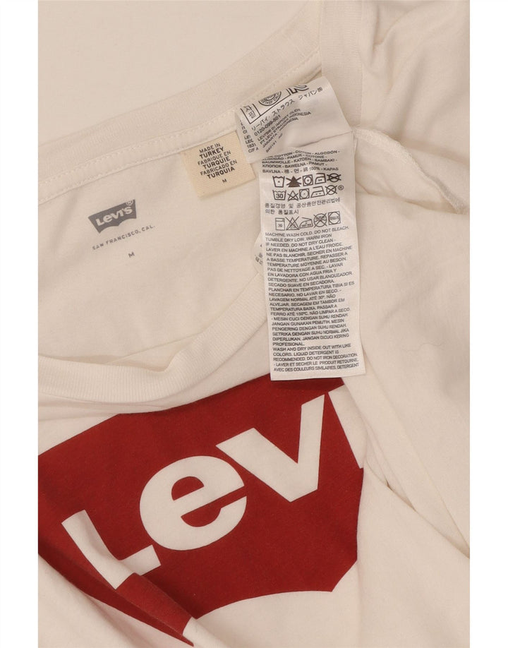 Levi's Womens Graphic T-Shirt Top UK 12 Medium White Cotton