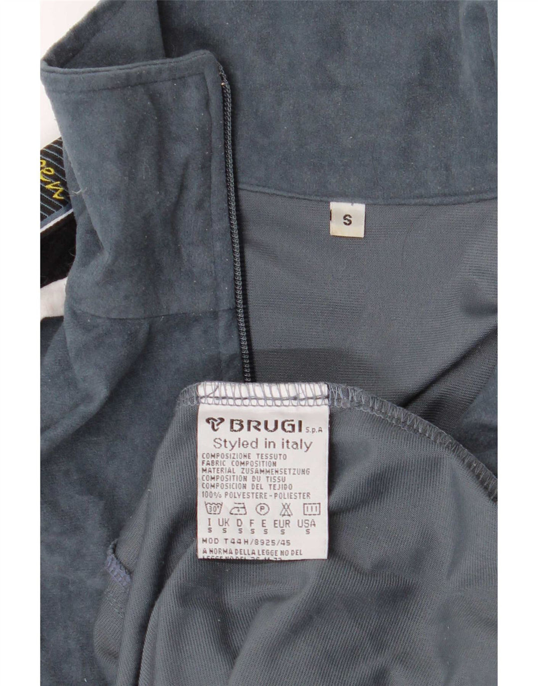 Brugi Mens Graphic Velour Tracksuit Top Jacket Small Grey Colourblock