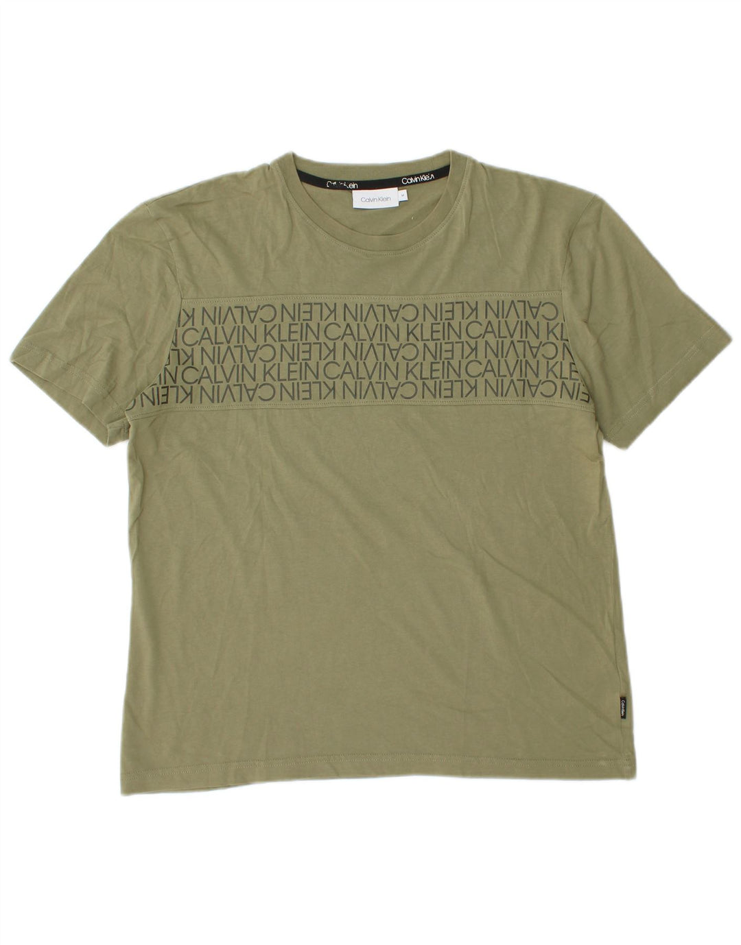 Calvin Klein Mens Graphic T-Shirt Top Medium Khaki Cotton