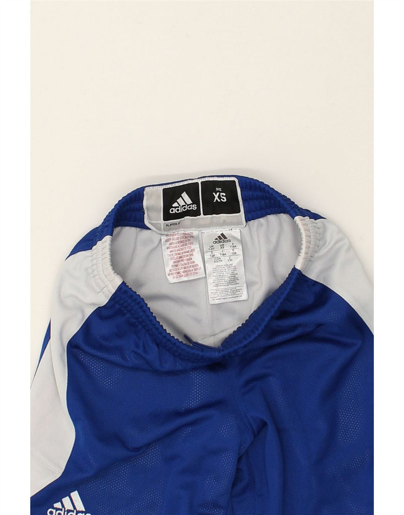 ADIDAS Boys Sport Shorts 7-8 Years XS Blue Colourblock Polyester | Vintage Adidas | Thrift | Second-Hand Adidas | Used Clothing | Messina Hembry 