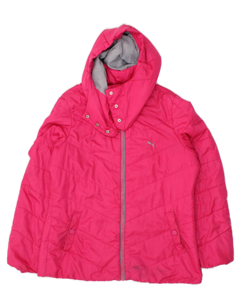 PUMA Womens Hooded Padded Jacket UK 16 Large Pink Vintage Puma and Second-Hand Puma from Messina Hembry 