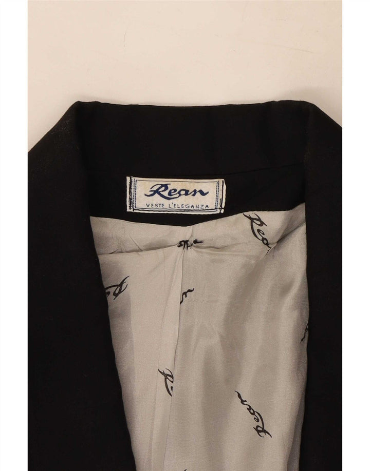 Vintage Womens 2 Button 3/4 Sleeve Blazer Jacket IT 46 Large Black Viscose