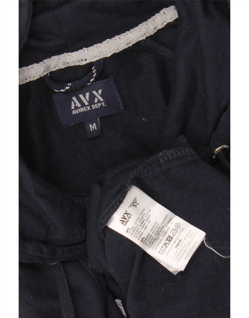 AVIREX Mens Graphic Hoodie Jumper Medium Navy Blue Cotton Vintage Avirex and Second-Hand Avirex from Messina Hembry 