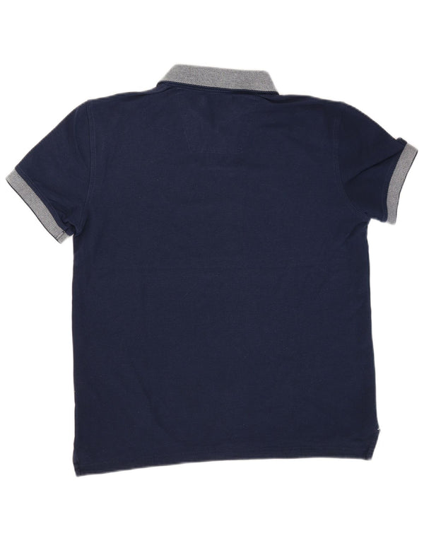 NAUTICA Mens Rugby Polo Shirt Small Navy Blue Cotton