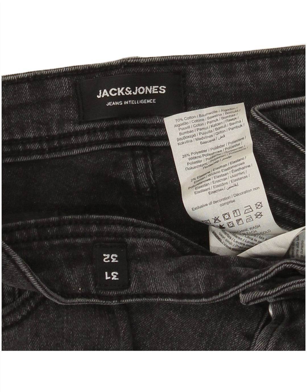 Jack & Jones Mens Slim Jeans W31 L32 Grey Cotton