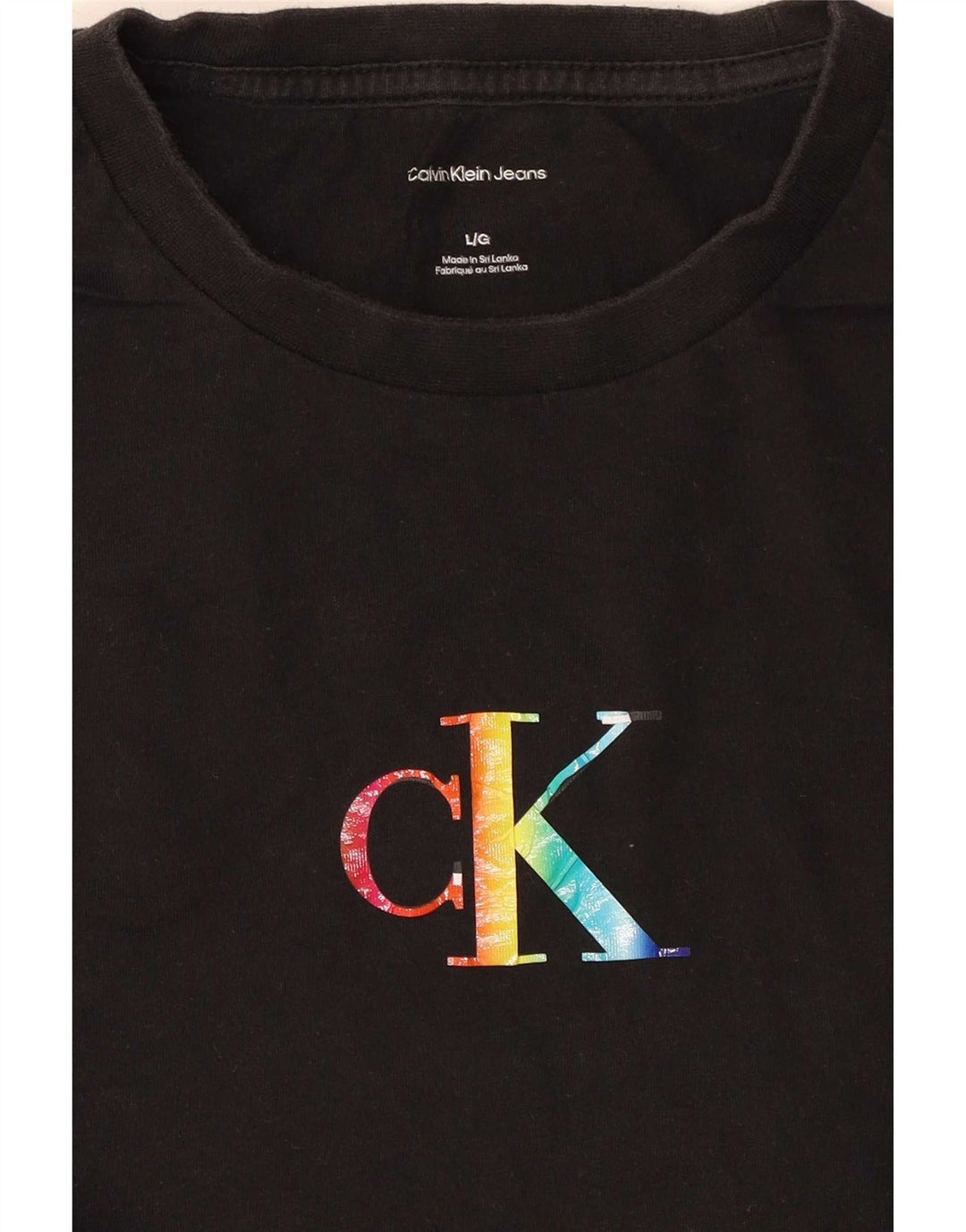 Calvin Klein Jeans Mens Graphic T-Shirt Top Large Black