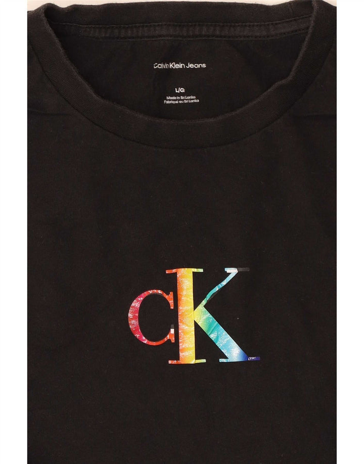 Calvin Klein Jeans Mens Graphic T-Shirt Top Large Black