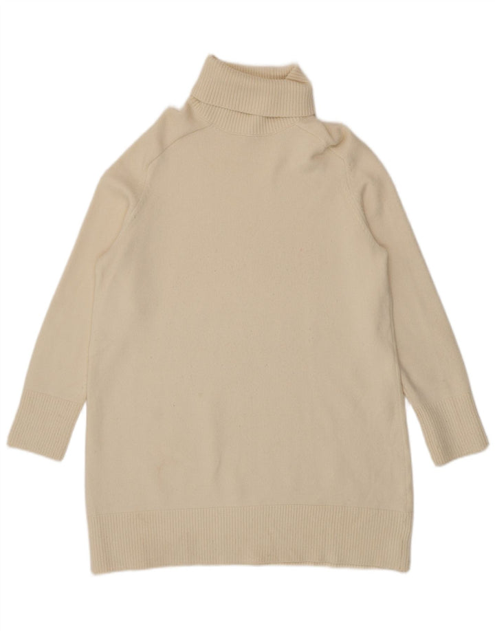 Zara Womens Roll Neck Jumper Sweater UK 16 Large Beige Viscose