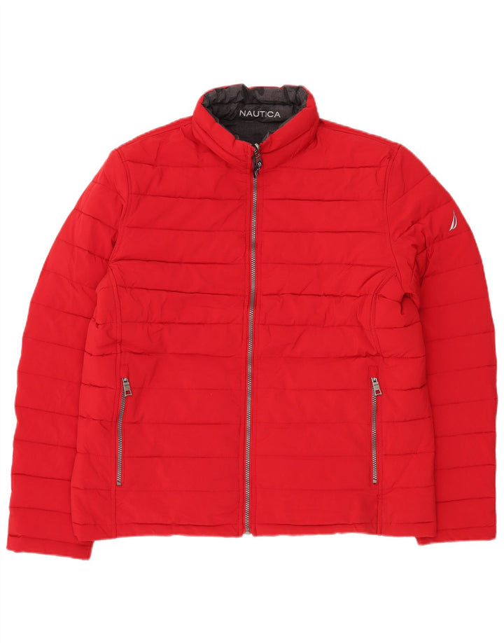 NAUTICA Mens Reversible Padded Jacket UK 40 Large Black Camouflage