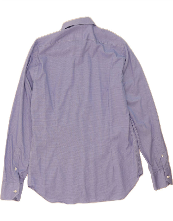 MASSIMO DUTTI Mens Shirt EU 40 Medium Blue Check Cotton Vintage Massimo Dutti and Second-Hand Massimo Dutti from Messina Hembry 