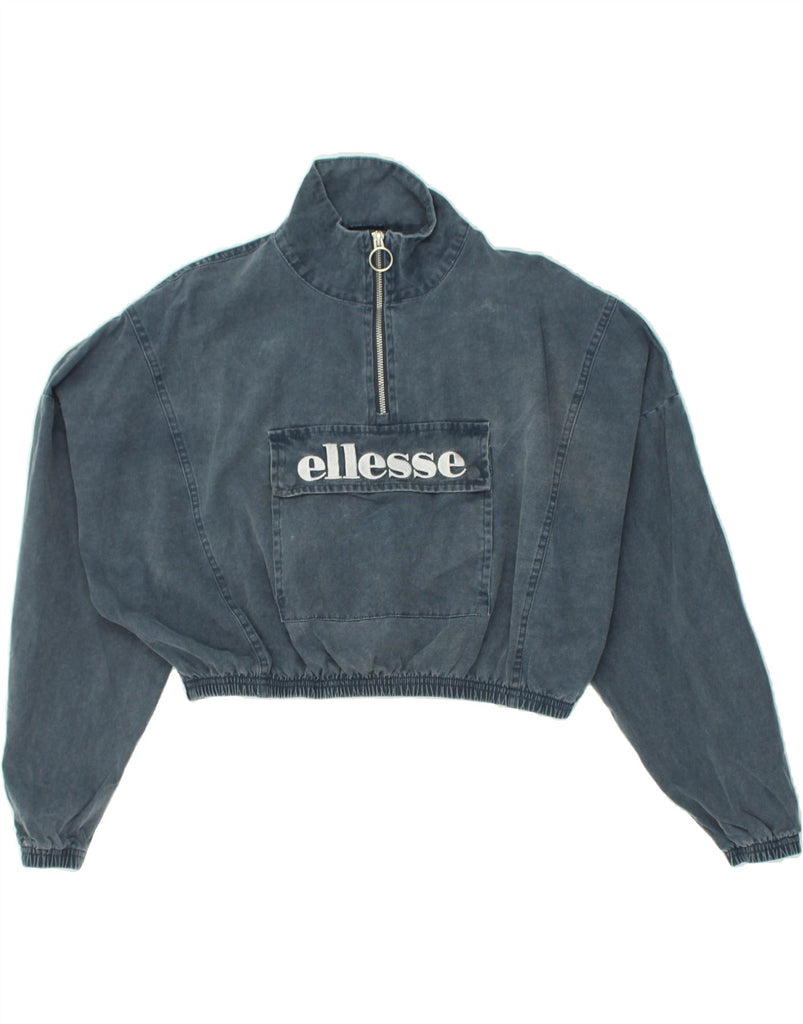 ELLESSE Womens Oversized Crop Sweatshirt Jumper UK 8 Small  Navy Blue | Vintage Ellesse | Thrift | Second-Hand Ellesse | Used Clothing | Messina Hembry 