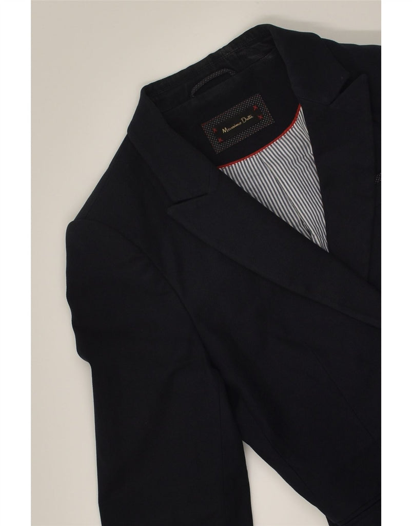 MASSIMO DUTTI Womens 1 Button Blazer Jacket EU 38 Small Navy Blue Cotton | Vintage Massimo Dutti | Thrift | Second-Hand Massimo Dutti | Used Clothing | Messina Hembry 
