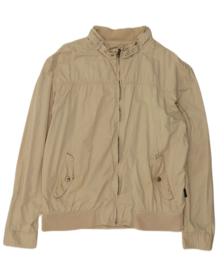 Sergio Tacchini Mens Bomber Jacket UK 44 2XL Beige Cotton
