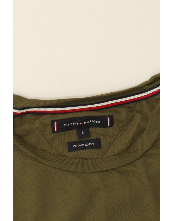 TOMMY HILFIGER Mens Graphic T-Shirt Top Small Khaki Cotton