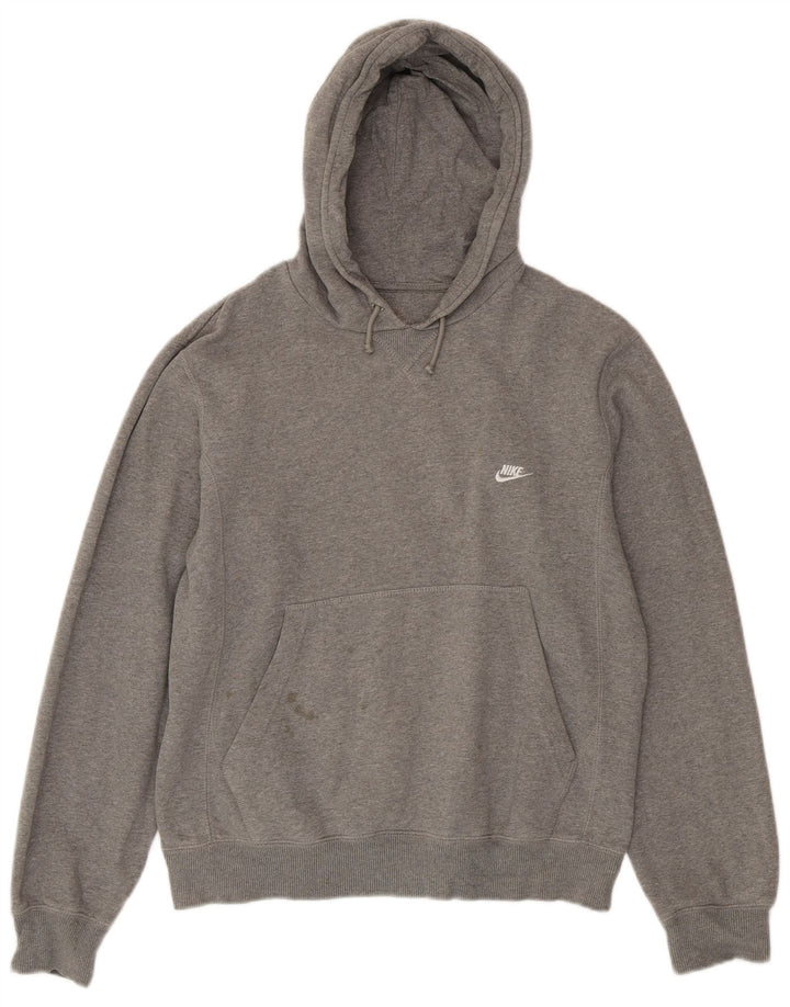 NIKE Mens Hoodie Jumper UK 39/41 Medium Grey Cotton