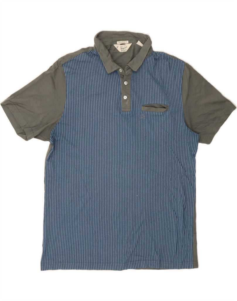 PENGUIN Mens Slim Fit Polo Shirt 2XL Blue Striped Vintage Penguin and Second-Hand Penguin from Messina Hembry 