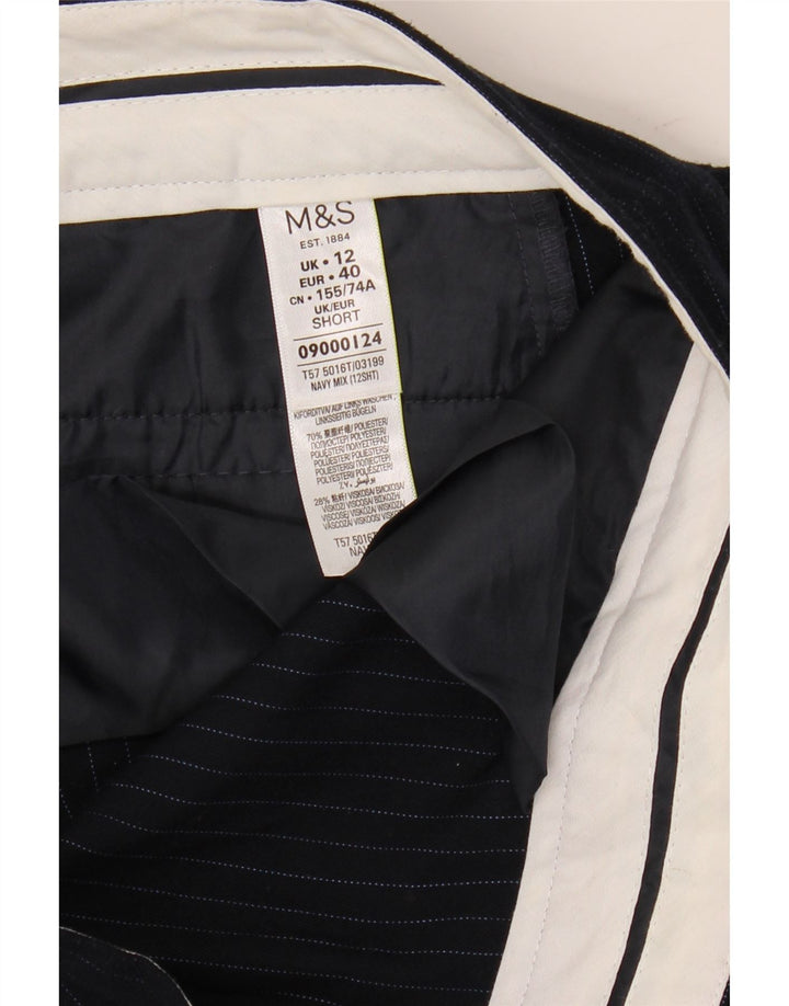 MARKS & SPENCER Womens Chino Trousers UK 12 Medium W32 L30 Navy Blue