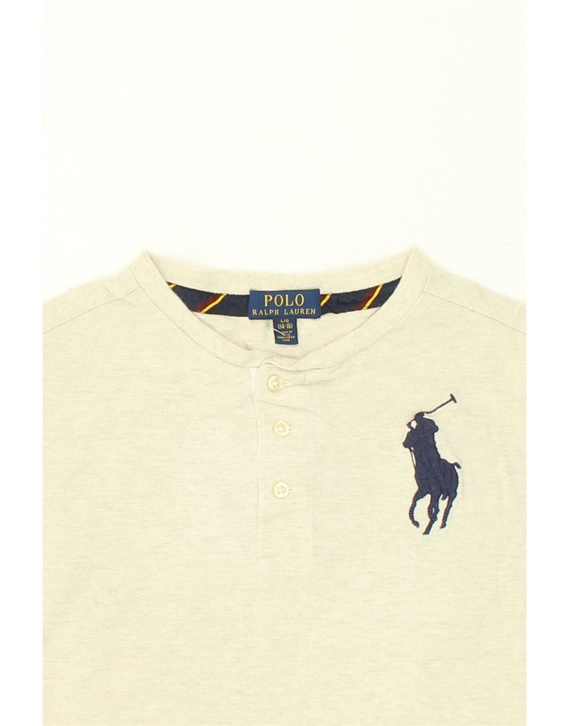 POLO RALPH LAUREN Boys T-Shirt Top 14-15 Years Large Off White Colourblock | Vintage Polo Ralph Lauren | Thrift | Second-Hand Polo Ralph Lauren | Used Clothing | Messina Hembry 