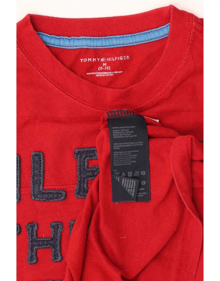 Tommy Hilfiger Boys Graphic Top Long Sleeve 8-9 Years Medium Red