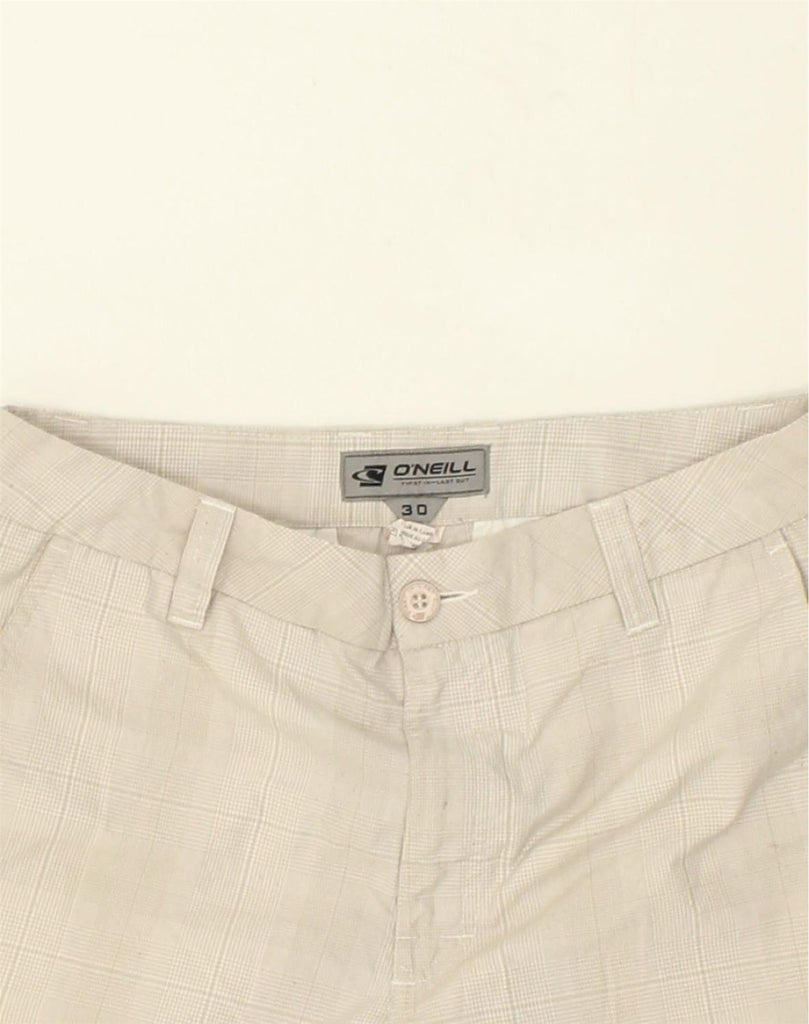 O'NEILL Mens Chino Shorts W30 Medium Grey Check Polyester | Vintage O'Neill | Thrift | Second-Hand O'Neill | Used Clothing | Messina Hembry 