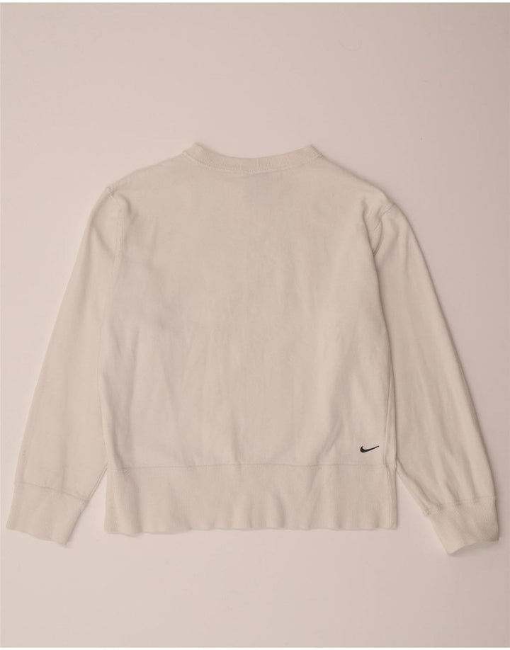 NIKE Womens Graphic Sweatshirt Jumper UK 14/16  Large White Cotton Vintage Nike and Second-Hand Nike from Messina Hembry 