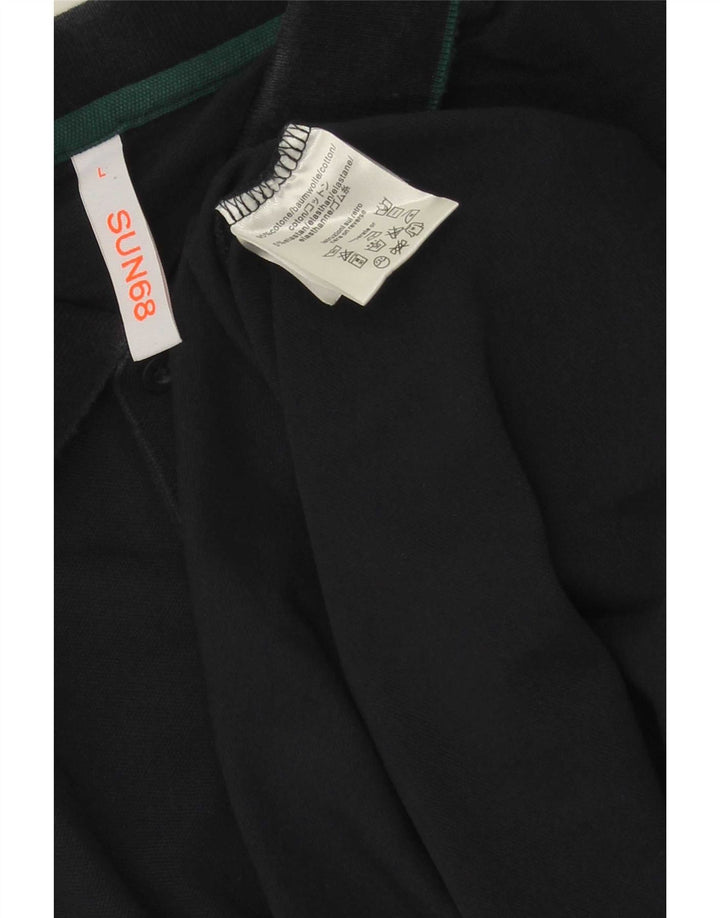Sun68 Mens Polo Shirt Large Navy Blue Cotton