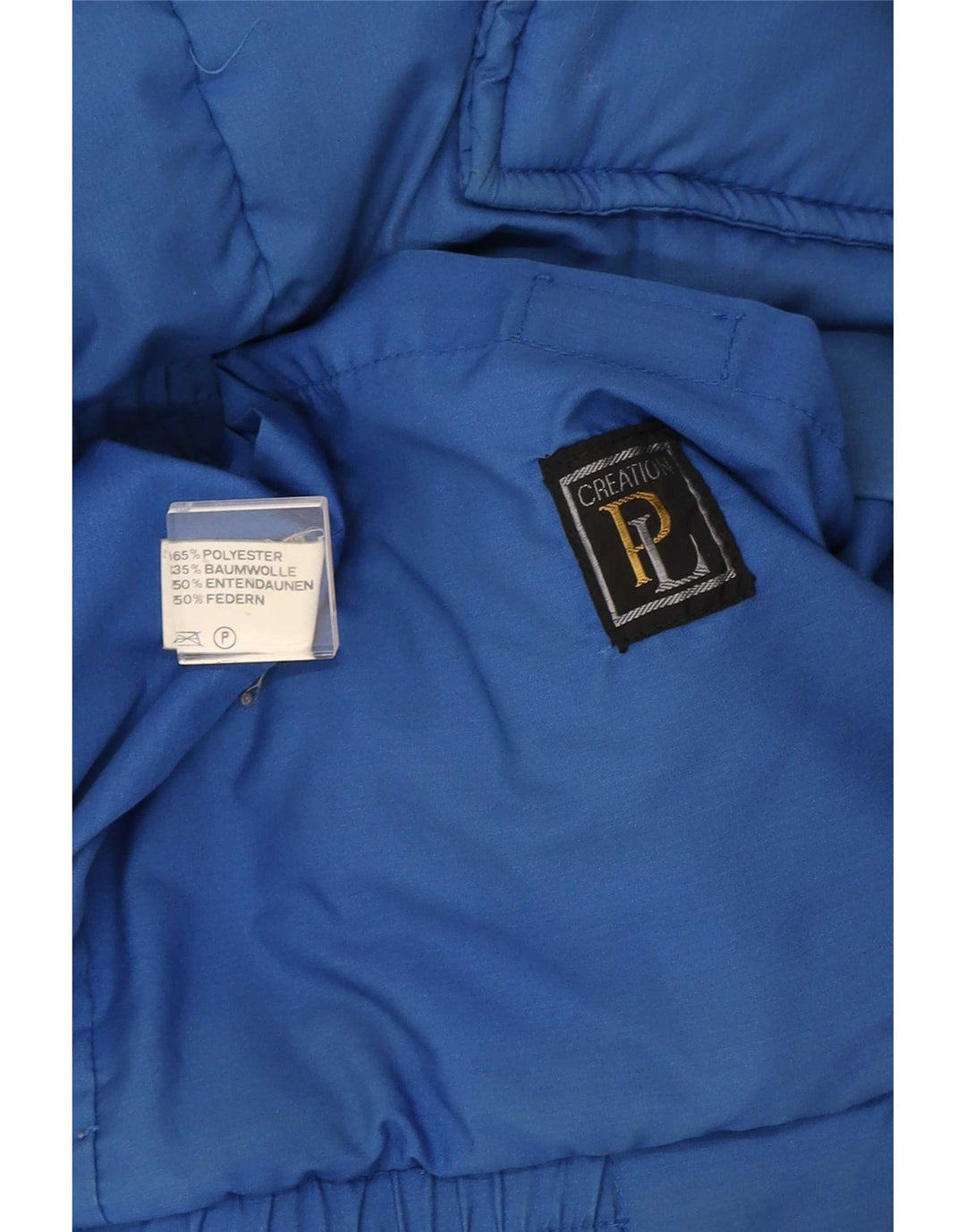 Creation Mens Hooded Padded Jacket IT 50 Large Blue Polyester