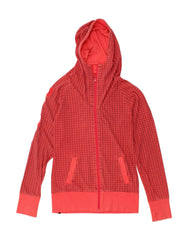 BENCH Womens Zip Hoodie Sweater UK 12 Medium Pink Check Cotton