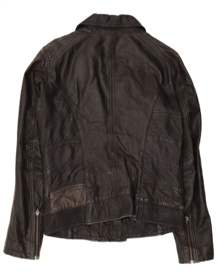 Bomboogie Womens Leather Biker Jacket UK 14 Medium Black
