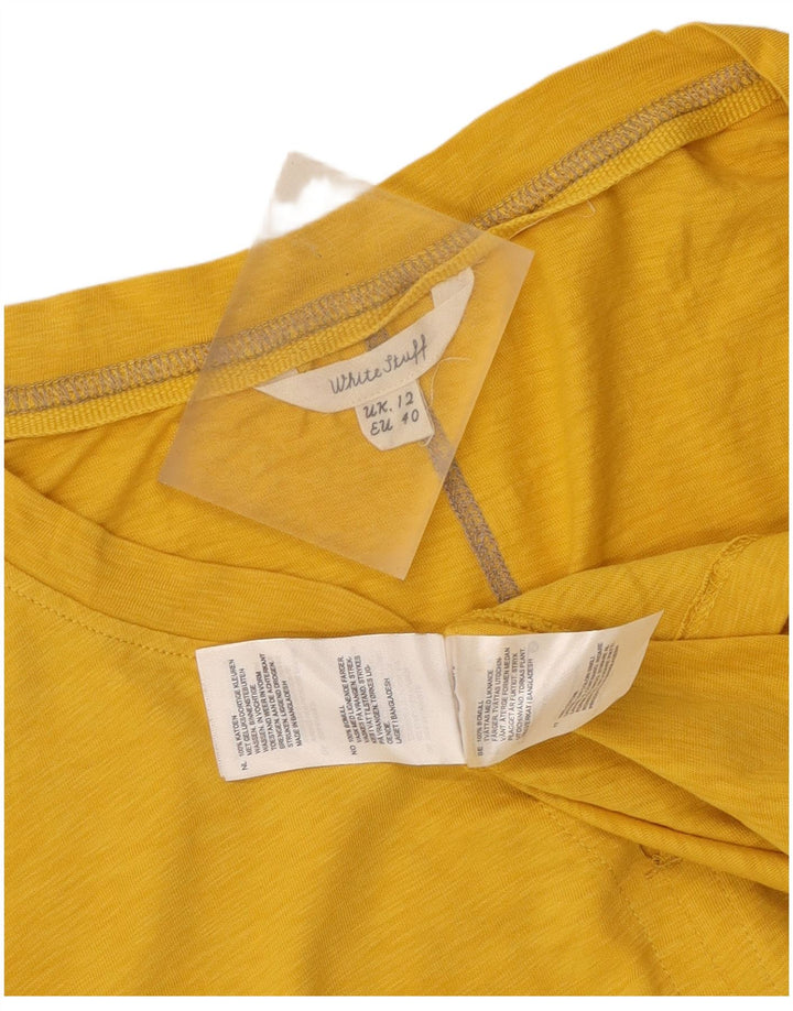 White Stuff Womens T-Shirt Top UK 12 Medium Yellow Cotton