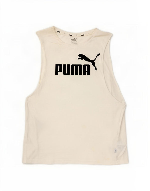 Puma Womens Oversized Graphic Vest Top UK 6 XS White Cotton