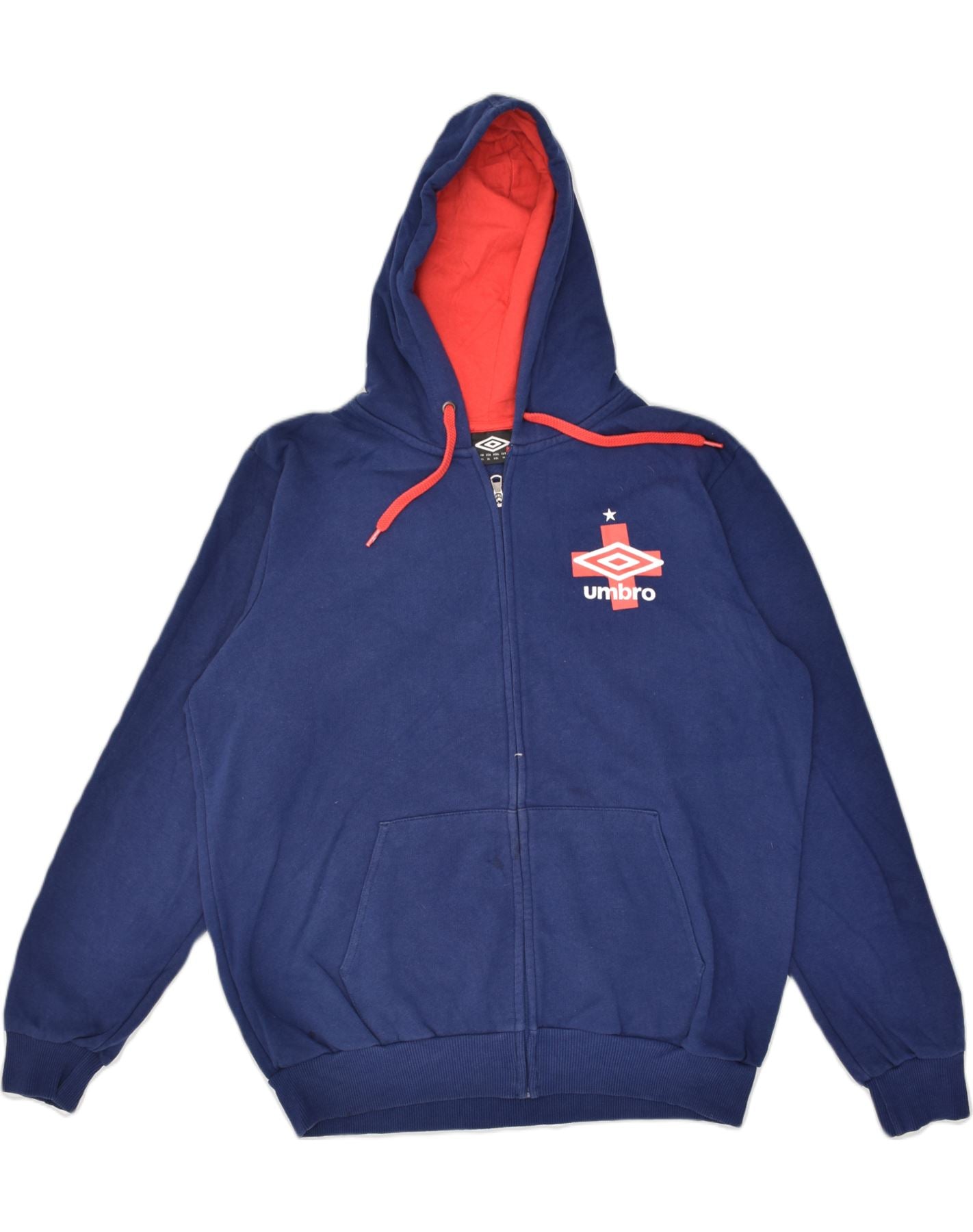 UMBRO Mens Zip Hoodie Sweater XL Navy Blue Cotton, Vintage & Second-Hand  Clothing Online