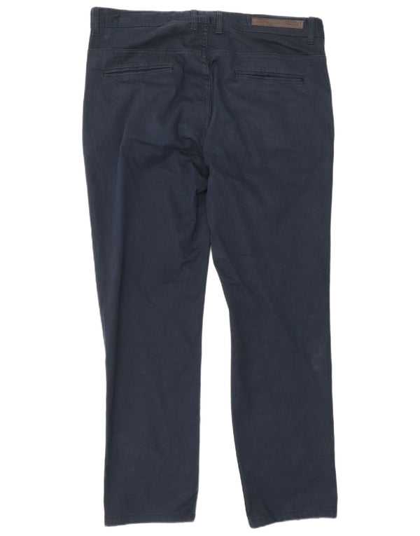 Zara Mens Straight Chino Trousers EU 44 Large W34 L28 Navy Blue Cotton