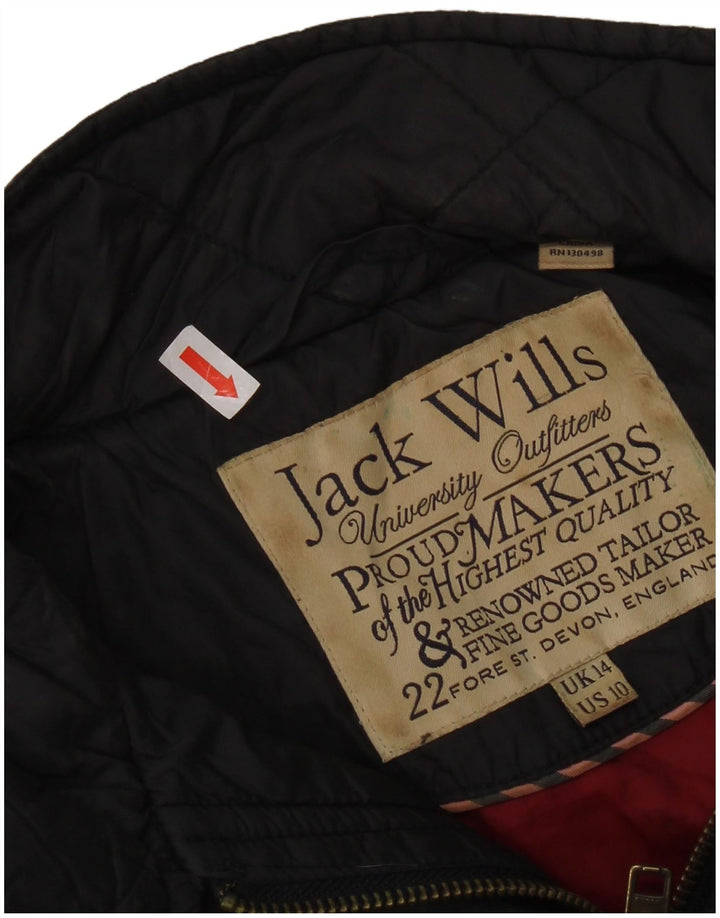 Jack Wills Womens Quilted Jacket UK 14 Large Black Nylon