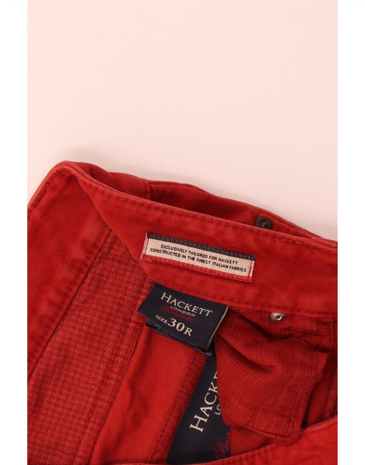 Hackett Mens Straight Casual Trousers W30 L29 Red Cotton